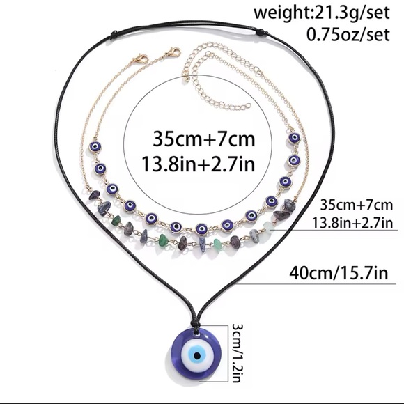 Turkish Lucky Eye Pendant Necklace - Natural Stone Beaded - Picture 6 of 7